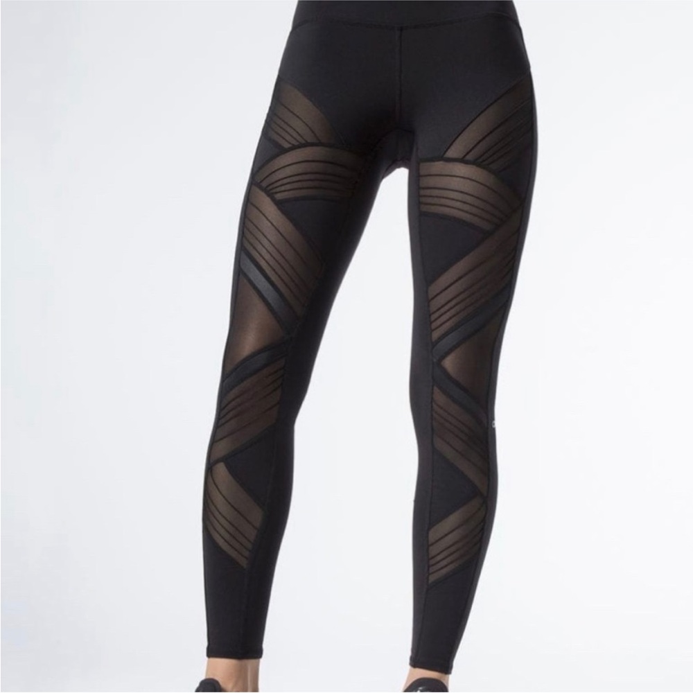 ALO Yoga Black Mesh Detail Leggings